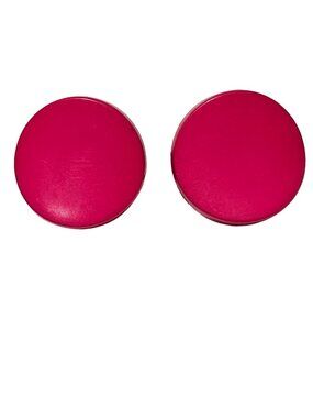 Vintage Hot Pink Round Earrings Statement Retro 80s 90s Fashion Jewelry Women